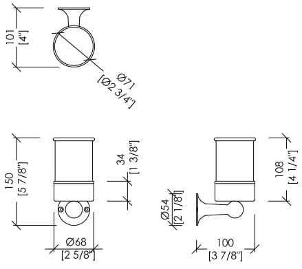 Керамический и латунный настенный держатель зубной щетки Devon&Devon Нью-Йорк ARCH-00016243 - Вид №1