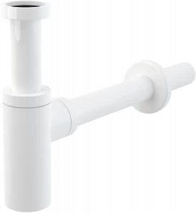 Сифон для умывальника DN32 DESIGN цельнометаллический, круглый, белый