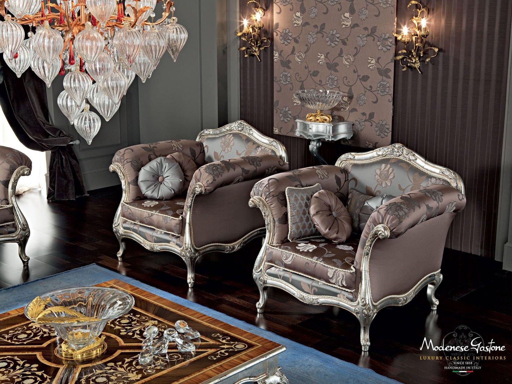 Тканевое кресло с подлокотниками Modenese Luxury Interiors Casanova ARCH-00120856
