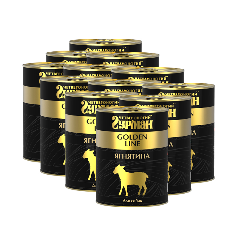 ПР0018353*12 Корм для собак Ягнятина натуральная в желе конс.340г (золотая серия) (упаковка - 12 шт) ЧЕТВЕРОНОГИЙ ГУРМАН 