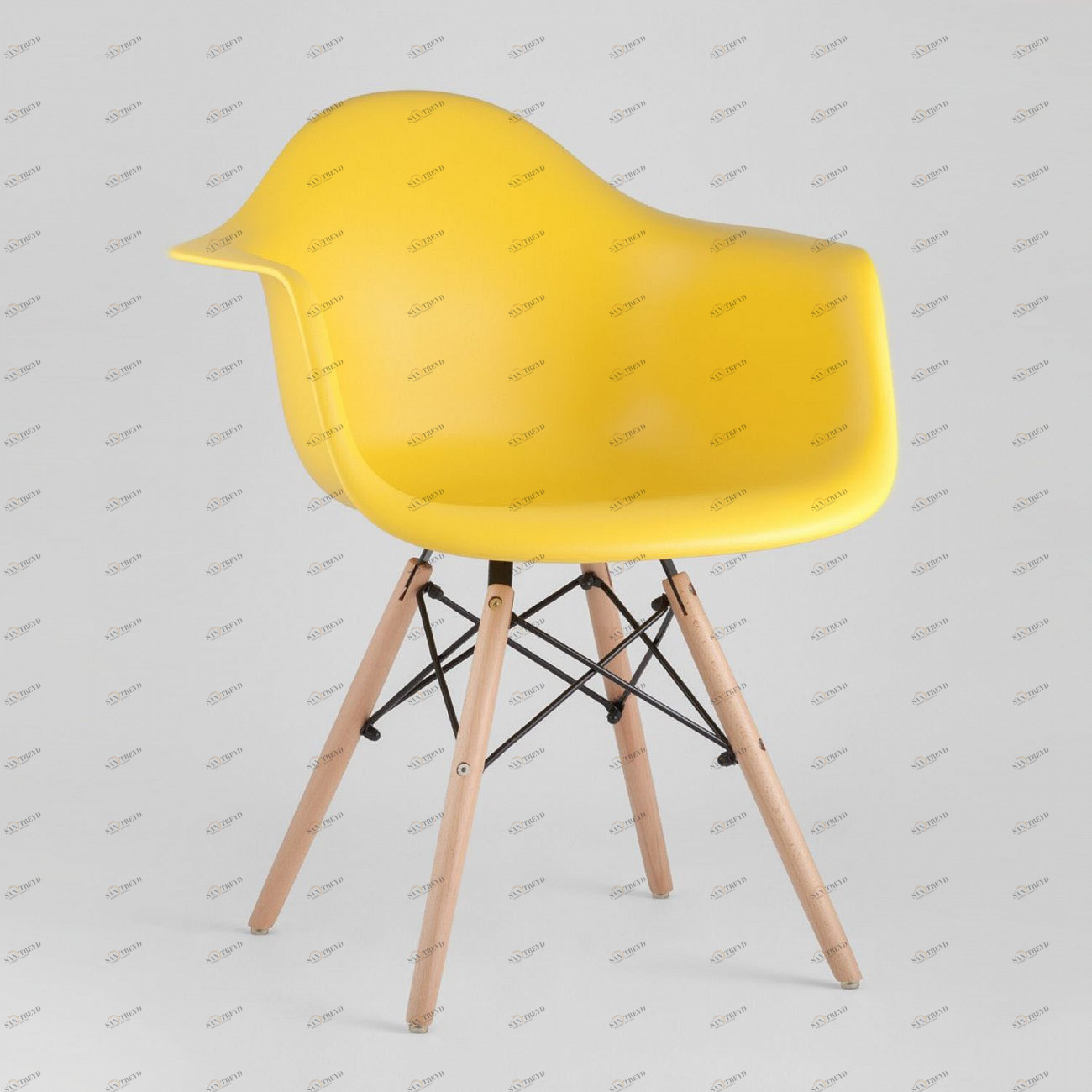 Кресло желтое пластиковое с деревянными ножками Eames W EAMES EAMES DAW 00-3881990 Желтый 