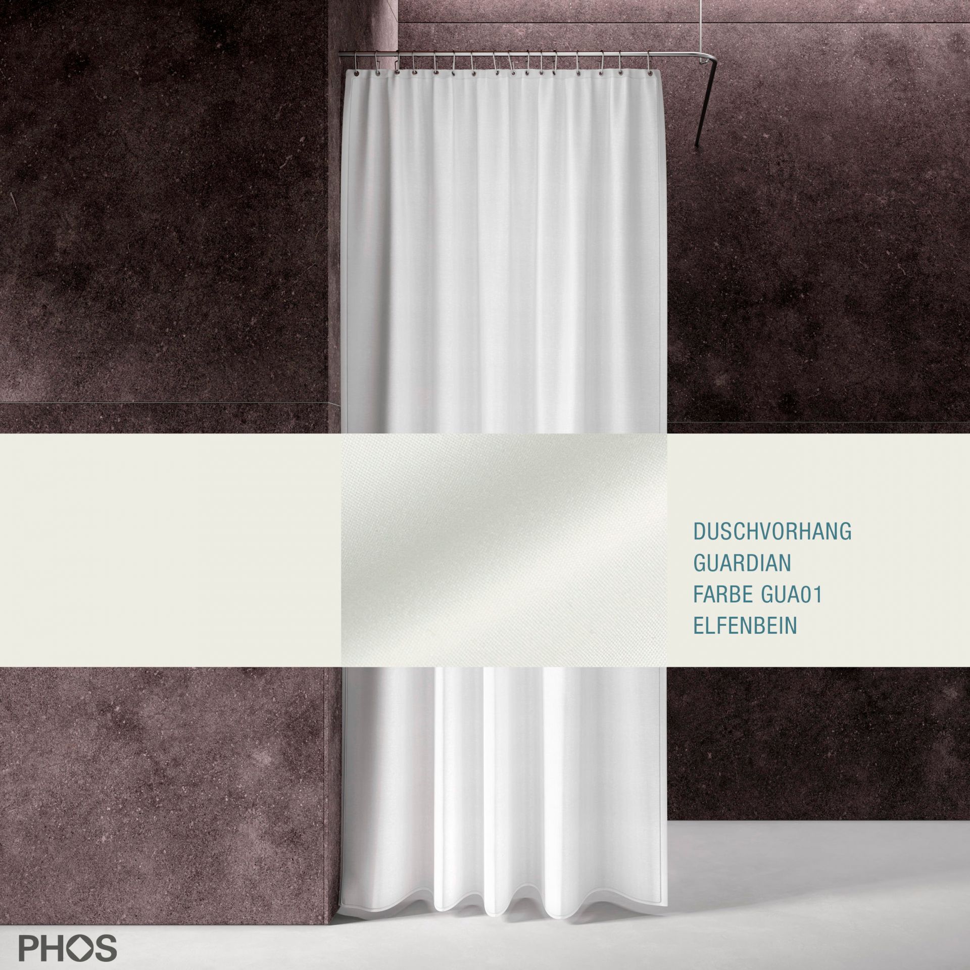 DV-GCS200-070-GUA01 Занавеска для душа Guardian, длина 200 см, ширина 70 см. слоновая кость PHOS 