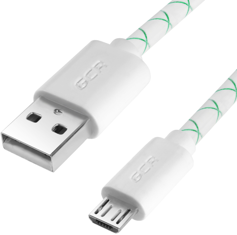 GCR-UA9MCB3-BD-2.0m кабель 2a 2.0m usb 2.0, am/microb 5pin, бело-зеленый, белые коннекторы, 28/24 awg, поддержка функции быстрой зарядки, морозостойкий Greenconnect Santreyd 