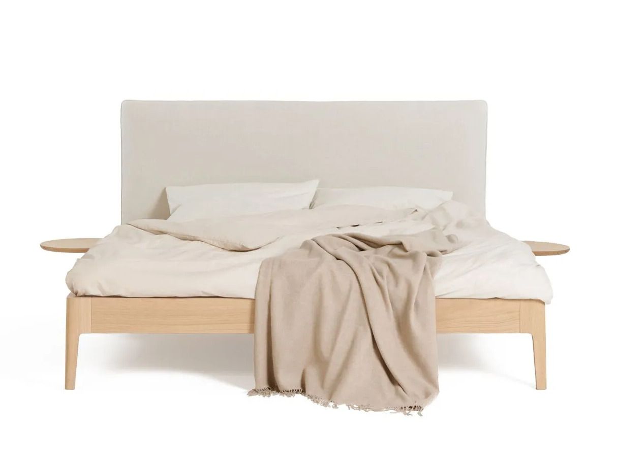 Деревянная двуспальная кровать с мягким изголовьем Noah Living белье ARCH-00049322