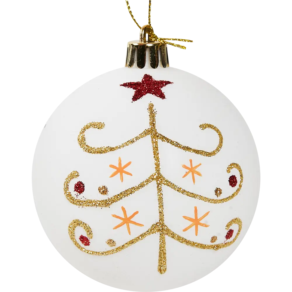 87036397 Елочное украшение Шар с узором Christmas ø7.8 см пластик цвет белый STLM-0960510 Santreyd  - Вид №1
