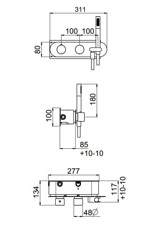 Встраиваемый термостатический смеситель для душа с ручным душем CARIMALI Scull ARCH-00108794 - Вид №2