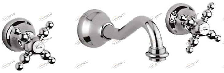 Смеситель для умывальника настенный на 3 отверстия Parigi 7322 Santreyd