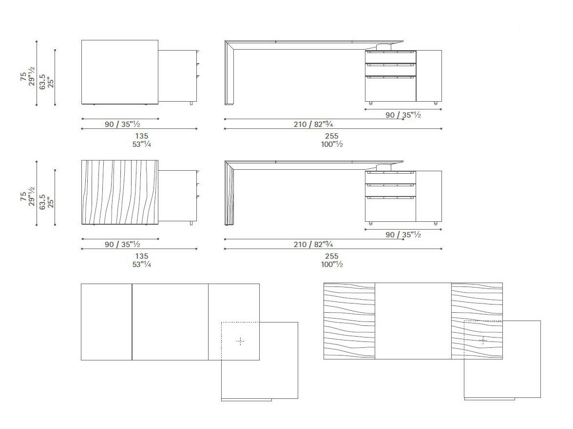 Кожаный прямоугольный исполнительный стол со встроенной полкой Poltrona Frau офис-системы управления ARCH-00021979 - Вид №5
