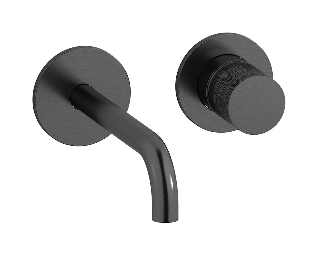 Встроенный в стену смеситель для раковины на 2 отверстия в комплекте с донным клапаном WE ARE IB vn706mb Brushed Black Chrome Vinile