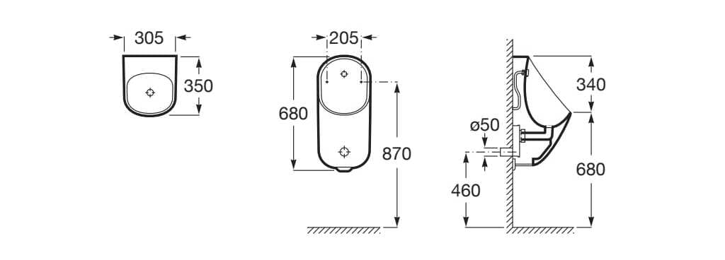 Керамический подвесной писсуар Roca PROTON A3590J5000 ARCH-00090189 - Вид №4
