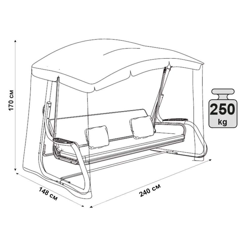 Качели садовые BEGINIA Aniva 3-х местные до 250 кг металл цвет коричневый STLM-2071791 - Вид №9