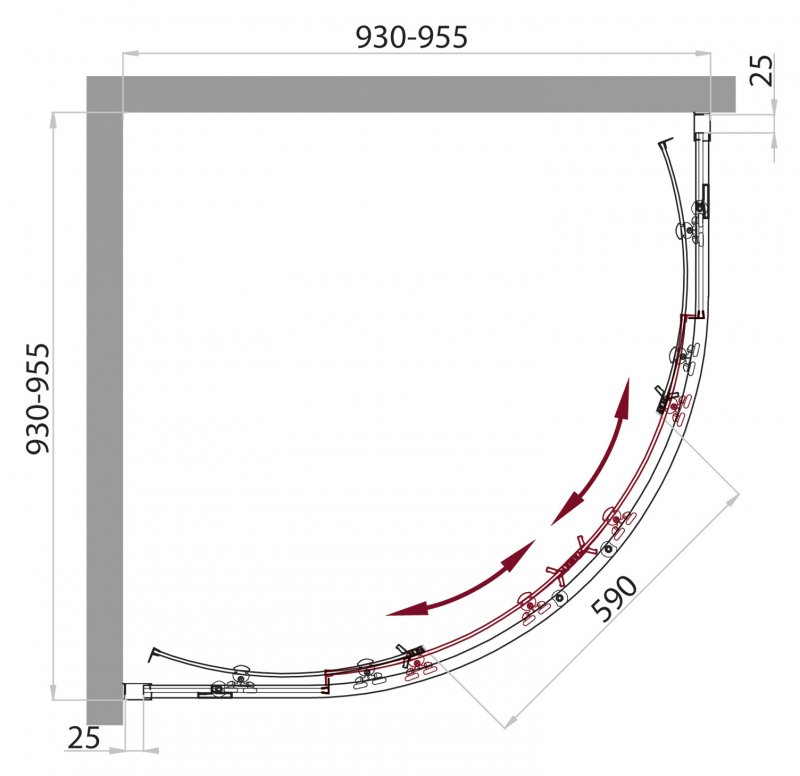 Душевой уголок BelBagno SELA-R-2-95-Ch-Cr  - Вид №2