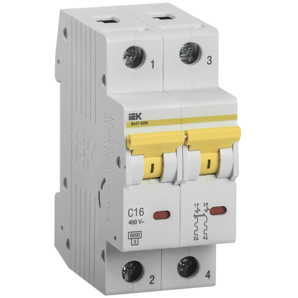 Автоматический выключатель IEK ВА47-60M 2Р C16 А 6 кА MVA31-2-016-C 84281367 STLM-2144898  - Вид №1