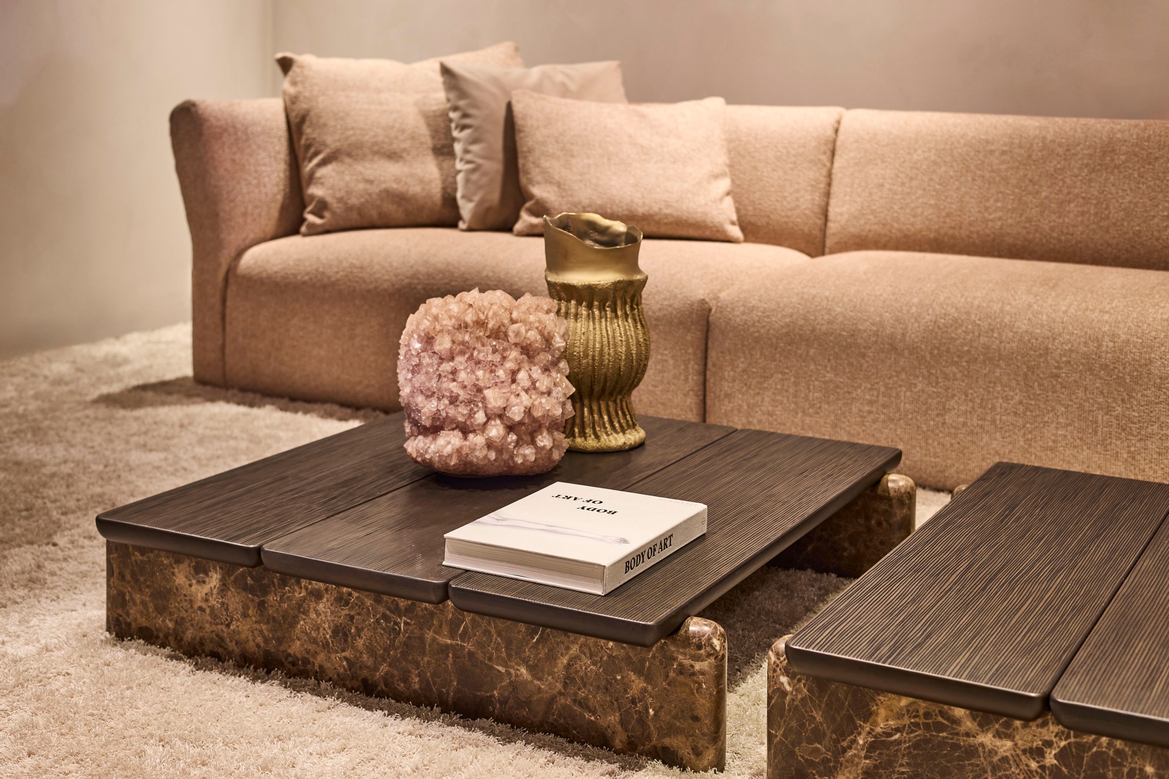 Низкий квадратный стол из дерева и мрамора Dark Emperador Linteloo FORMA ARCH-00089063 - Вид №2