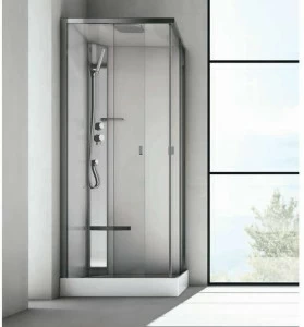 Gruppo Geromin Многофункциональная угловая душевая кабина из нержавеющей стали и хрусталя Sound
