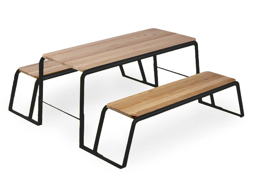 Цельный деревянный цельный стол со встроенными скамейками Alankaram KLOP ARCH-00022739 - Вид №5