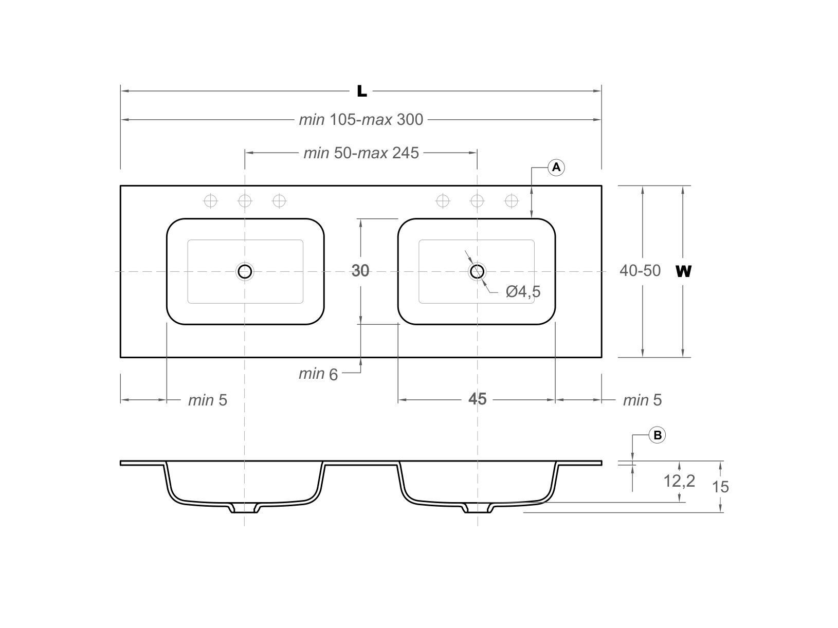 Столешница со встроенной раковиной Inbani QUADRO45 ARCH-00048224 - Вид №3