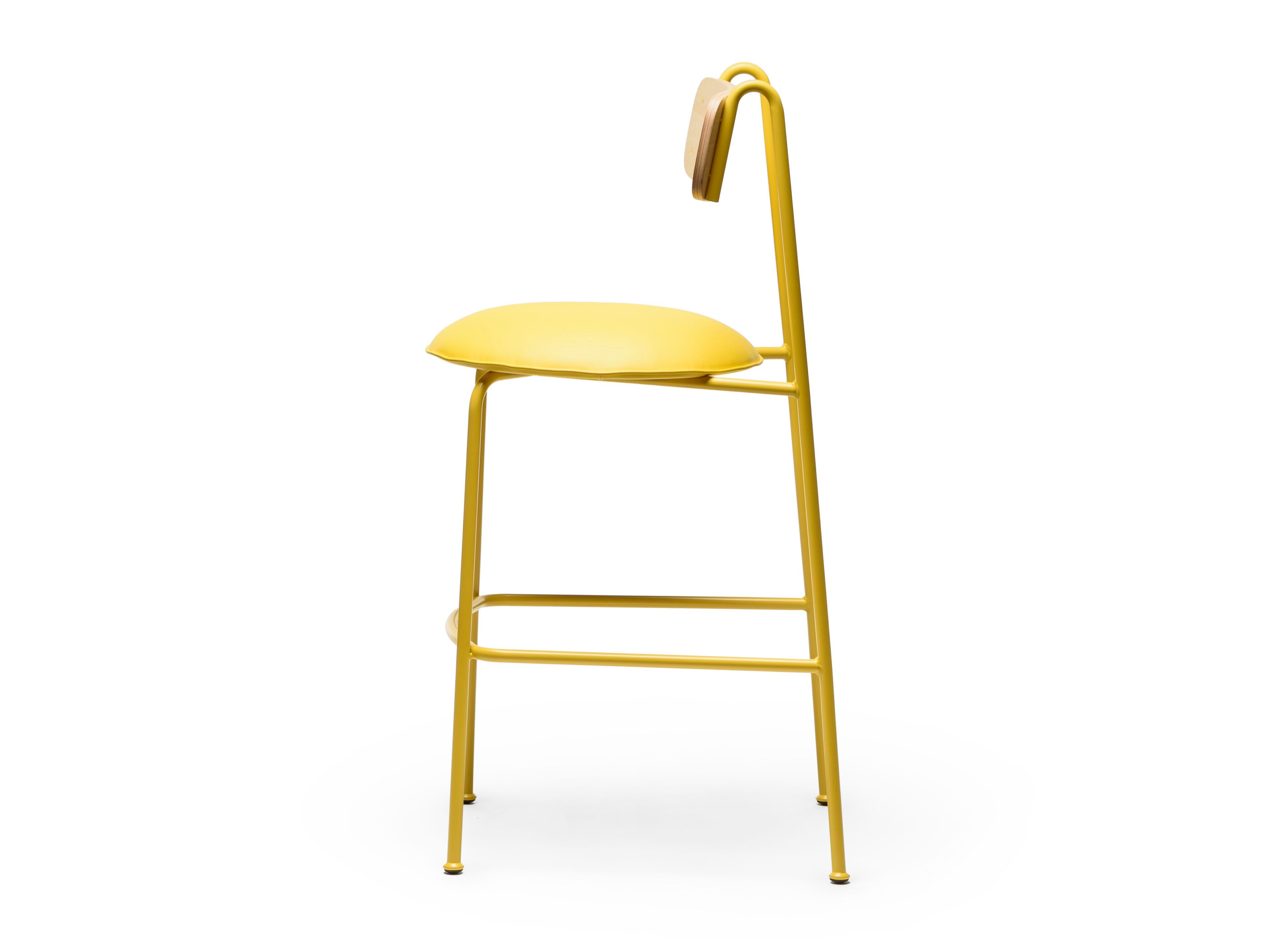 Высокий стул из окрашенного металла со встроенной подушкой из искусственной кожи и спинкой CHAIRS & MORE Lena ARCH-00091624 - Вид №7