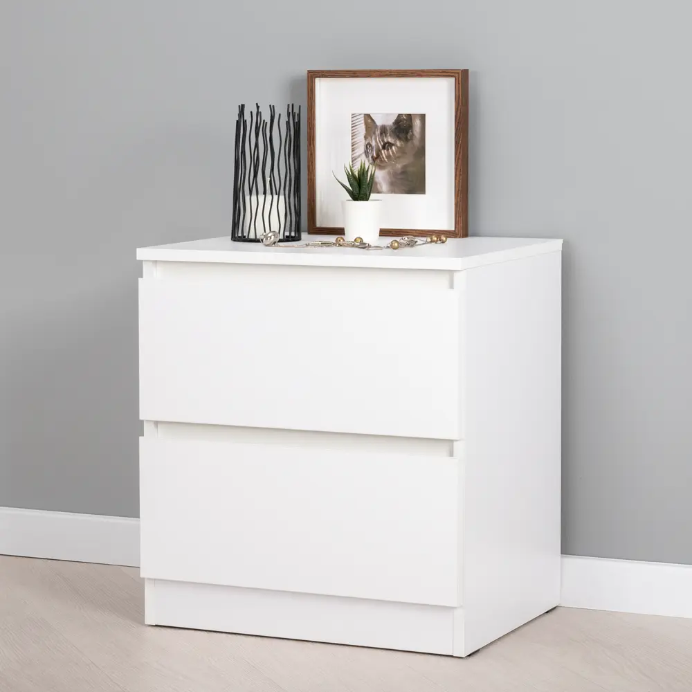Тумба прикроватная 2 ящика 49x53.8x38.2 см ЛДСП цвет белый Santreyd STLM-2073632 - Вид №1