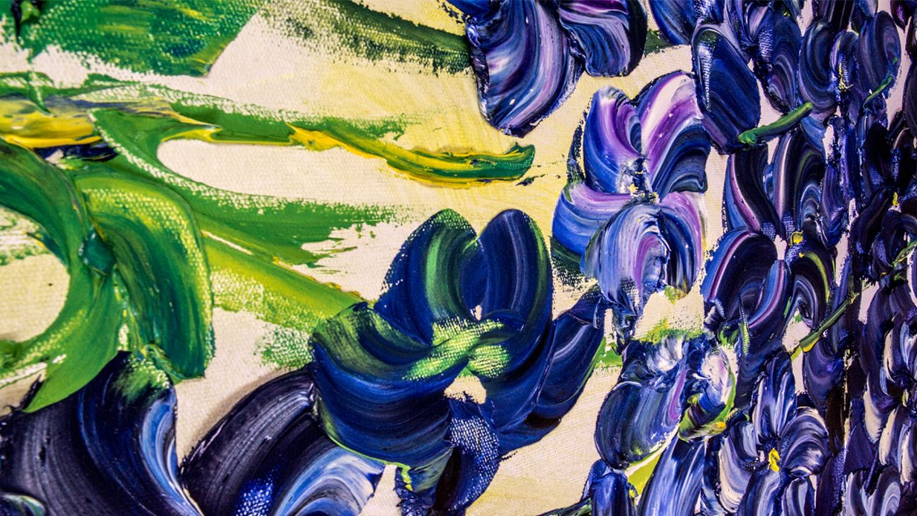 Картина на холсте 100х100 см "Синие орхидеи" EVENHOME КАРТИНЫ МАСЛОМ 130025 Бежевый;зеленый;синий;разноцветный  - Вид №4