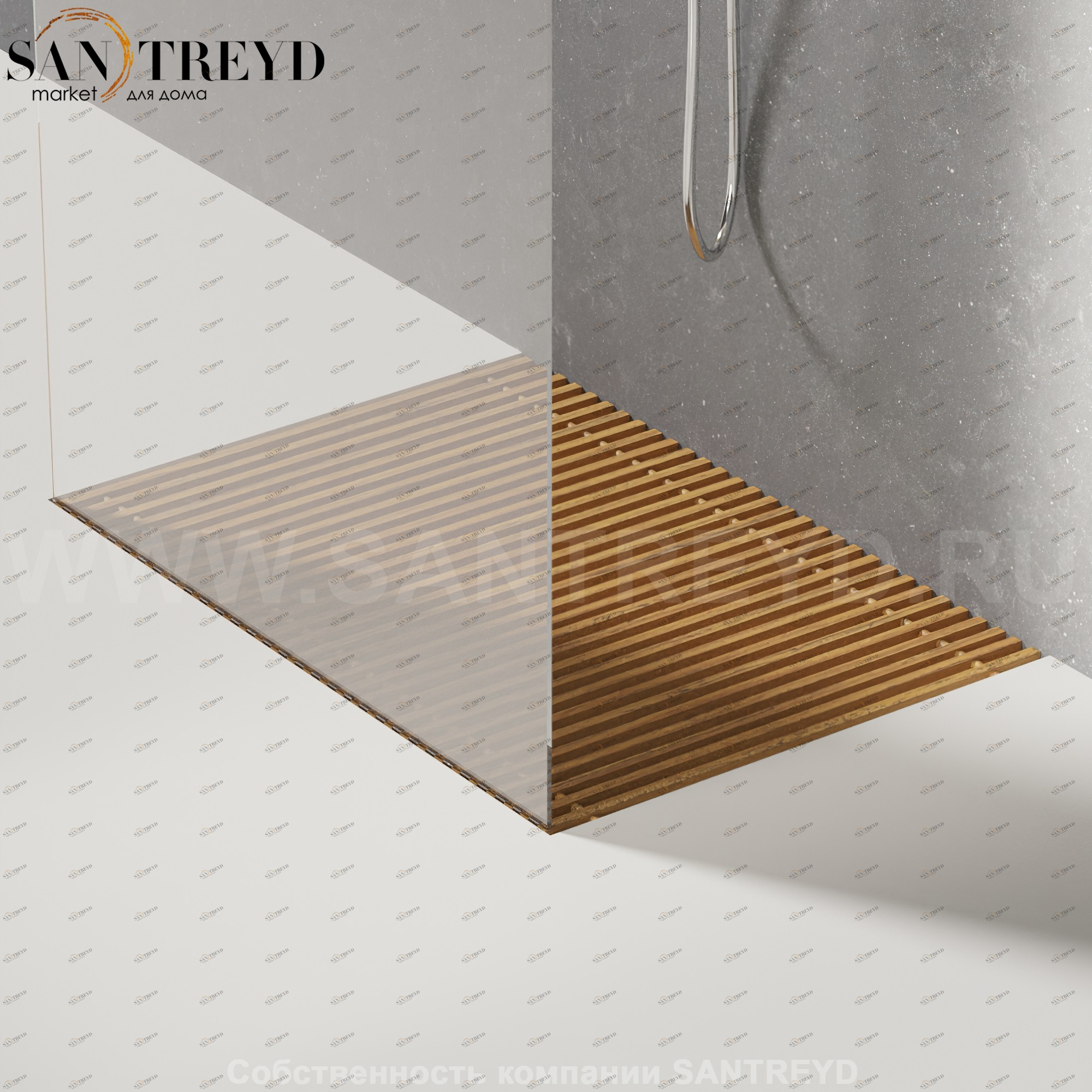 Душевой поддон FLAT D решетчатый тик. Размеры: длина с 200 до 240 см, глубина с 70 до 100 см Agape APED170100200240T