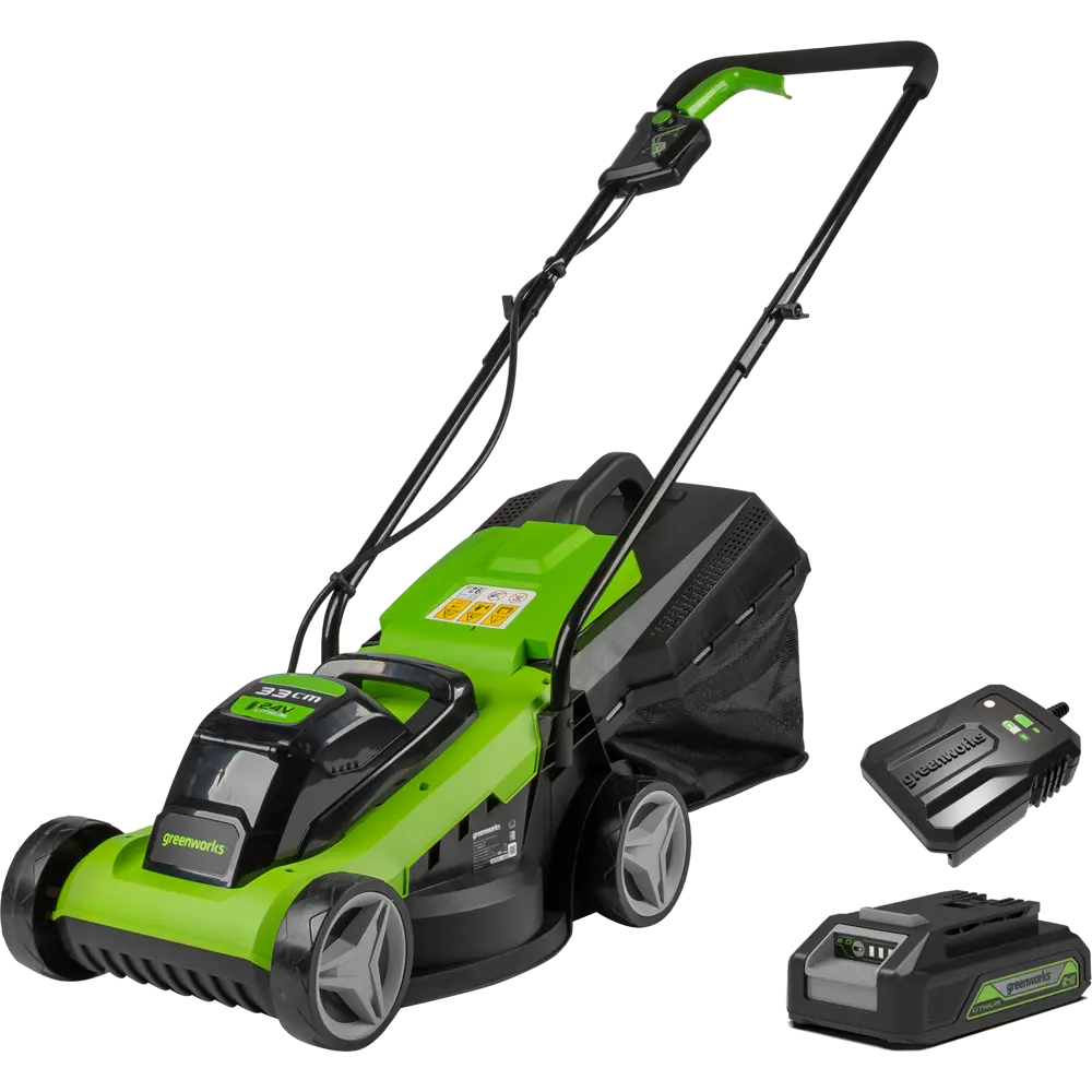 Газонокосилка аккумуляторная GreenWorks 2509607 24 В 32 см 1x2 Ач АКБ и ЗУ входит в комплект 86257658 STLM-2072548 