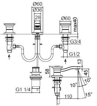 ZAZZERI Смеситель для умывальника с регулируемым изливом Jk21 sun-id-1367335 - Вид №2