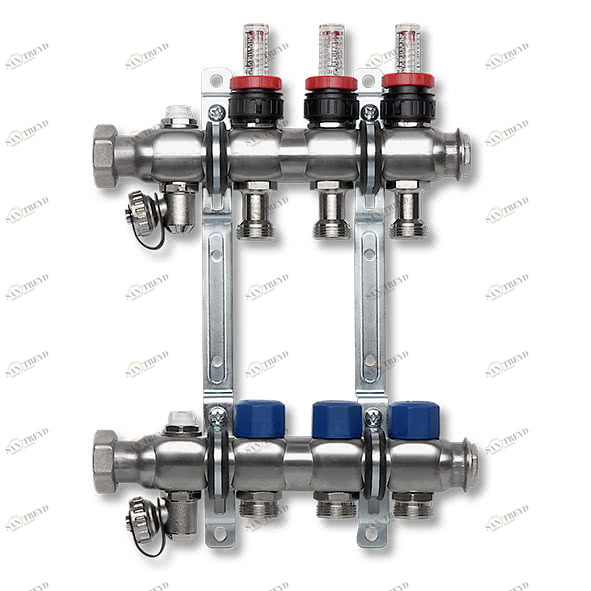 1VT07DM SANHA VT-DM Коллектор из нерж.стали с регул-ми датч-ми потока и термостатами 7 мм 