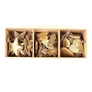 Украшения подвесные Golden Stars/Trees/Hearts, деревянные, в подарочной коробке, 24 шт.