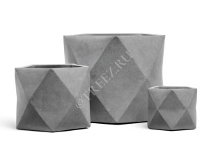 41.1019-0029-LG-38 Кашпо  ERGO - серия Rombo - Многогранник - Светло-серый камень Цветочная коллекция