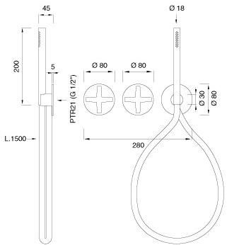 Ceadesign Настенный термостатический смеситель для ванны / душа Cross Crx 20 - Вид №1