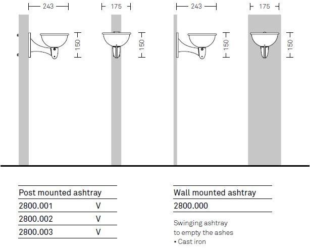 Neri Чугунная пепельница для общественных мест Melia 2800  - Вид №3