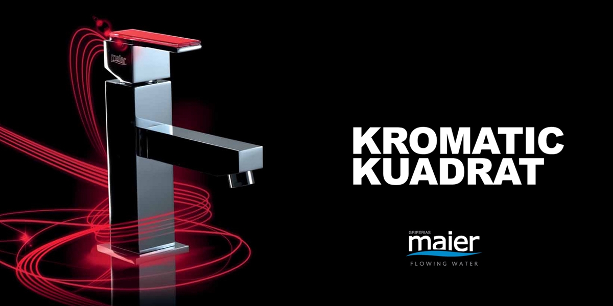 Однорычажный смеситель для раковины с клапаном клик-клак 50.004C MAIER KROMATIC KUADRAT 50004C - Вид №2