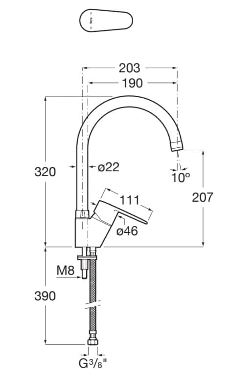 Смеситель для кухни из латуни с поворотным изливом Roca Victoria Plus ARCH-00082770 - Вид №2