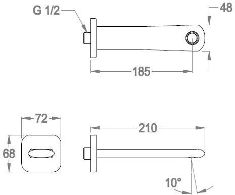 Fir Italia Настенный хромированный излив Dynamica 88 8846362 - Вид №1
