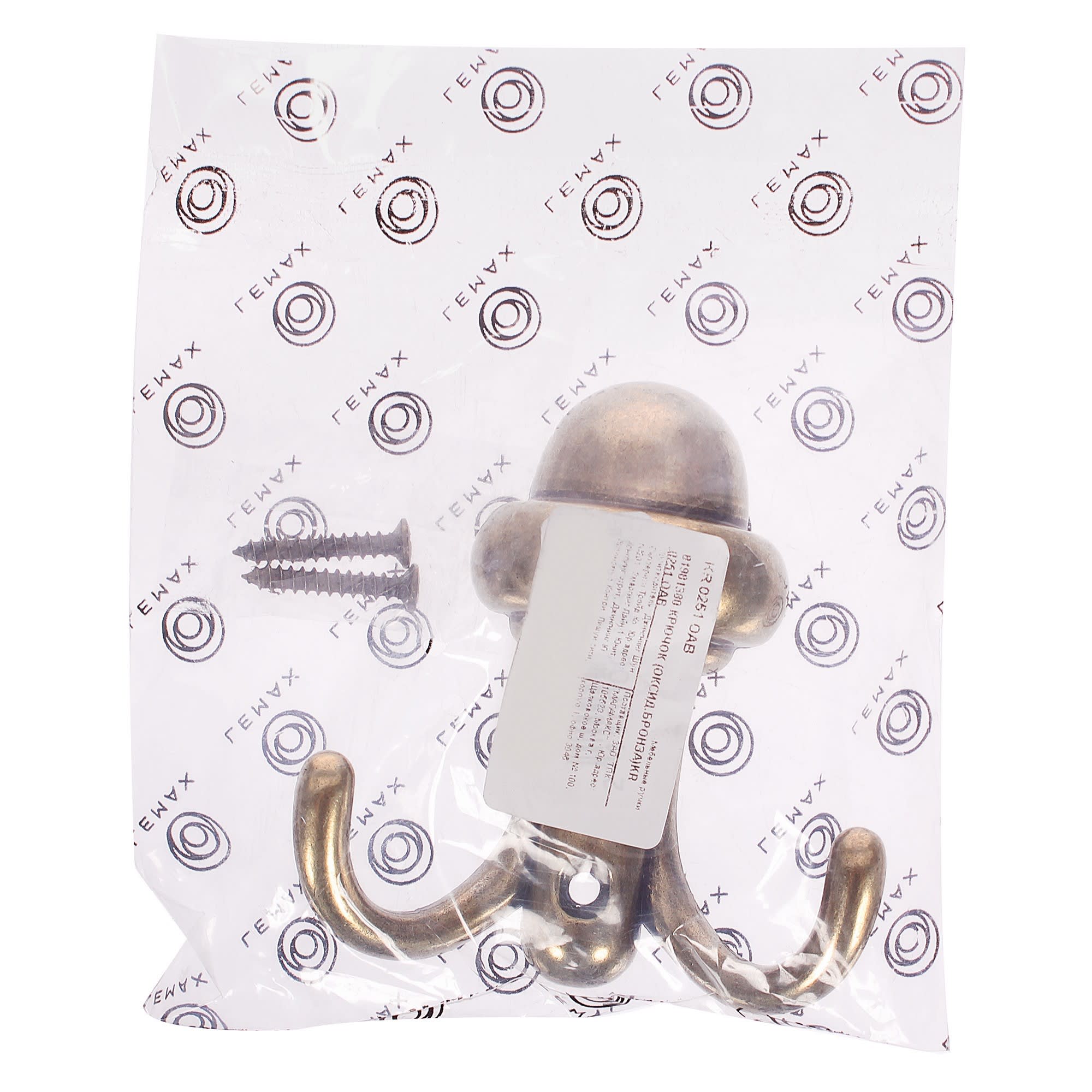 81981380 Крючок мебельный KR 0251 OAB двойной, сталь, цвет бронза Santreyd  - Вид №2