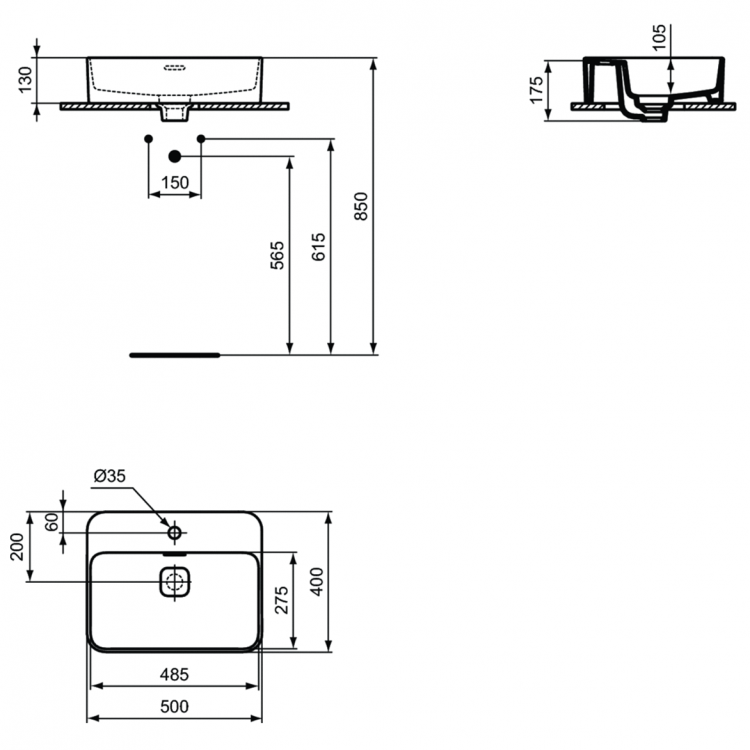 T296601 Раковина 50 см Ideal Standard STRADA II - Вид №11