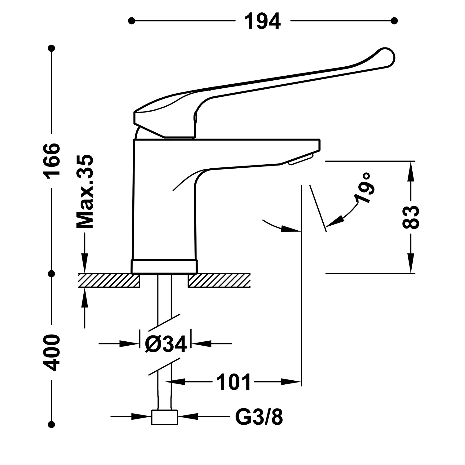 BASE PLUS Grifo monomando medical con Cold-tres-2161041011BR1 TRES - Вид №1