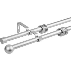 Карниз двухрядный раздвижной шар d19/16 мм 180-360 см металл цвет серебро