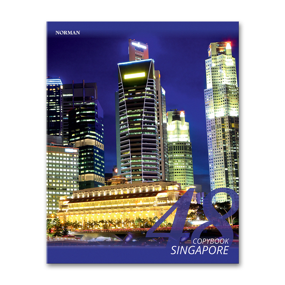 0403021Сингапур Тетрадь "Ночные города" А5 48 л. на скрепке клетка NRN 040302_1_Сингапур NORMAN 
