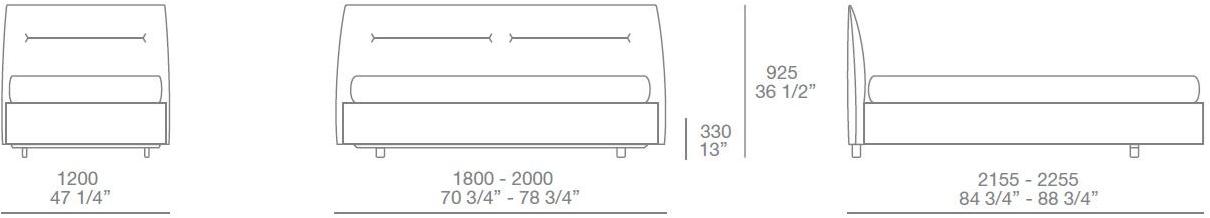 Poliform Односпальная кровать из ткани с мягким изголовьем sun-id-1470810 - Вид №1