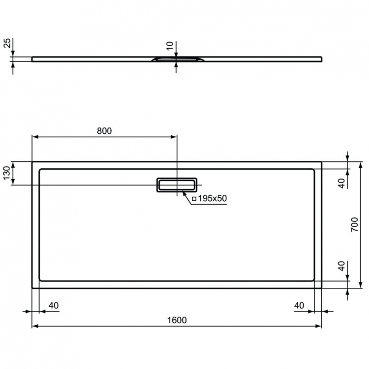 T4478V1 Душевой поддон 1600x700x25 мм Ideal Standard ULTRAFLAT NEW  - Вид №4