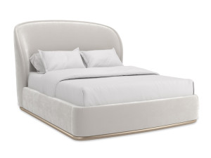 Двуспальная кровать из ткани с мягким изголовьем