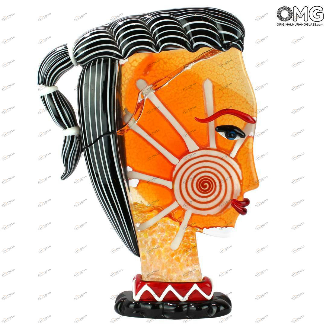 4721 ORIGINALMURANOGLASS Скульптура Голова Женщины с Солнцем - Pop Art - Original Murano Glass OMG 31 см PICASSO