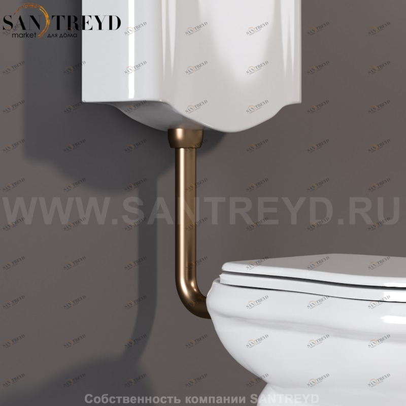 757193 Труба для низкого бачка(ранец) из латуни. Retro Kerasan