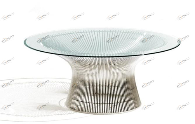 KNOLL Круглый журнальный столик из стали и хрусталя Platner sun-id-1377052