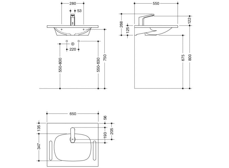 950.19.034 Комплект умывальника и смесителя HEWI Waschtische  - Вид №1