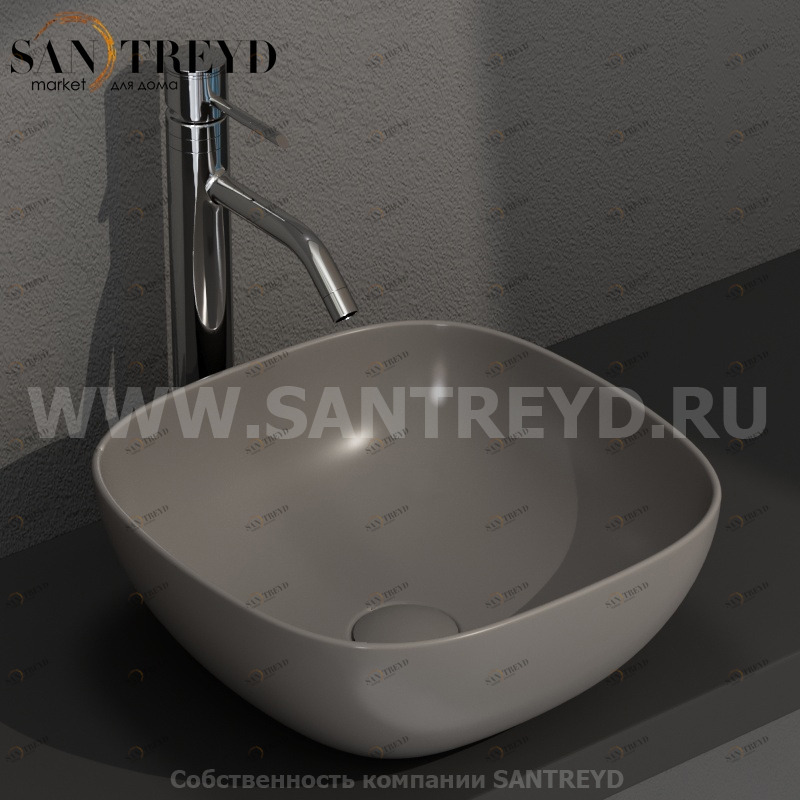 B6Q38AT Накладная раковина на столешницу  квадратная Ceramica Globo T-EDGE