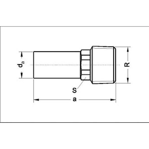 182802212 SANHA 8280G пресс-фитинг, бронза, переходная вставка НПр-НР 22ax1/2 мм  - Вид №1