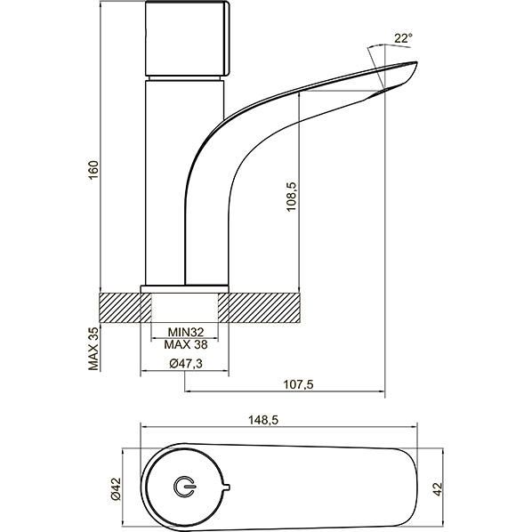 35-04L GELIOS gold  Смеситель для умывальника  ARGO kran 3504lgeliosgold - Вид №1